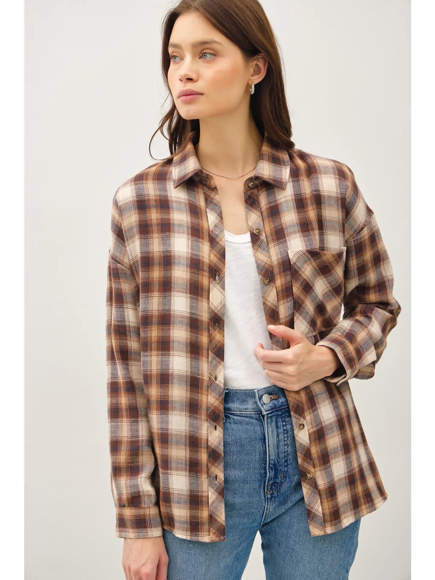 Oversize Cut Flannel With Drop Shoulder