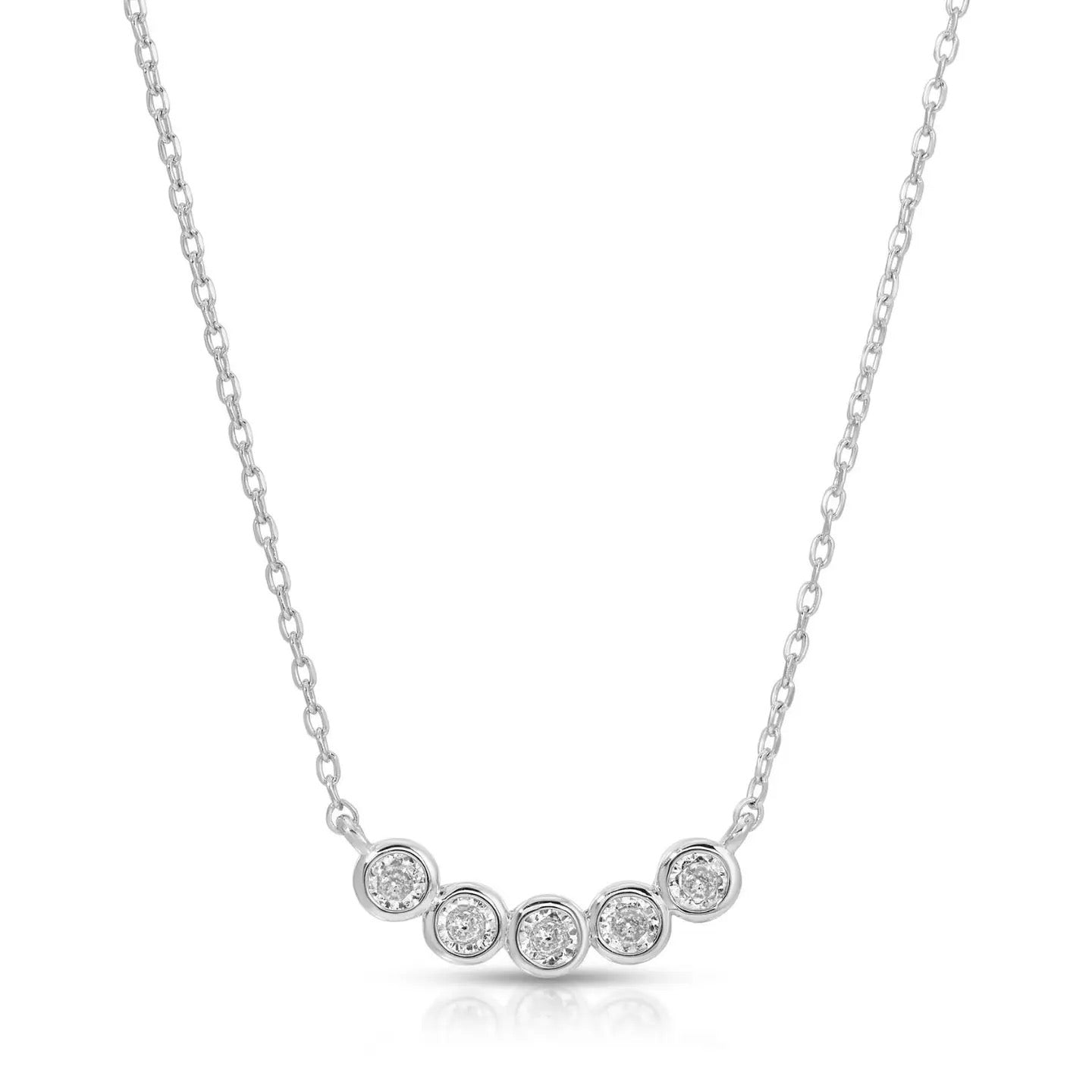 Multi Framed CZ Necklace - Silver