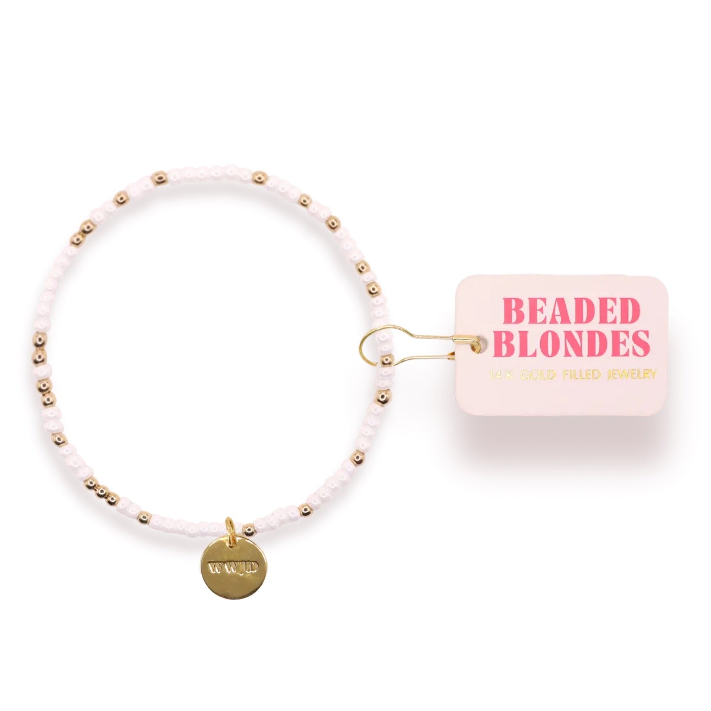 Beaded Blondes WWJD Charm Bracelet On Color