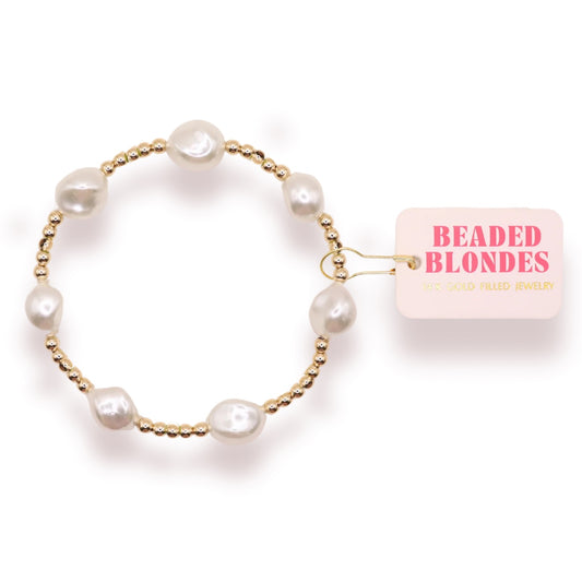 Beaded Blondes Sadie Pearl Bracelet in Gold