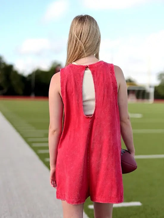 Mineral Wash Romper with Pockets