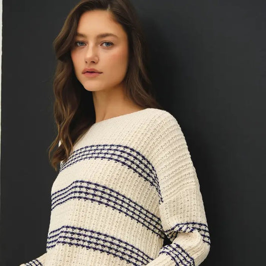 Multi Color Striped Knit Boxy Sweater