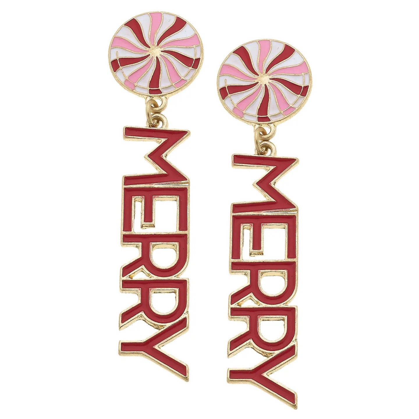 Canvas Style Merry Peppermint Candy Earrings