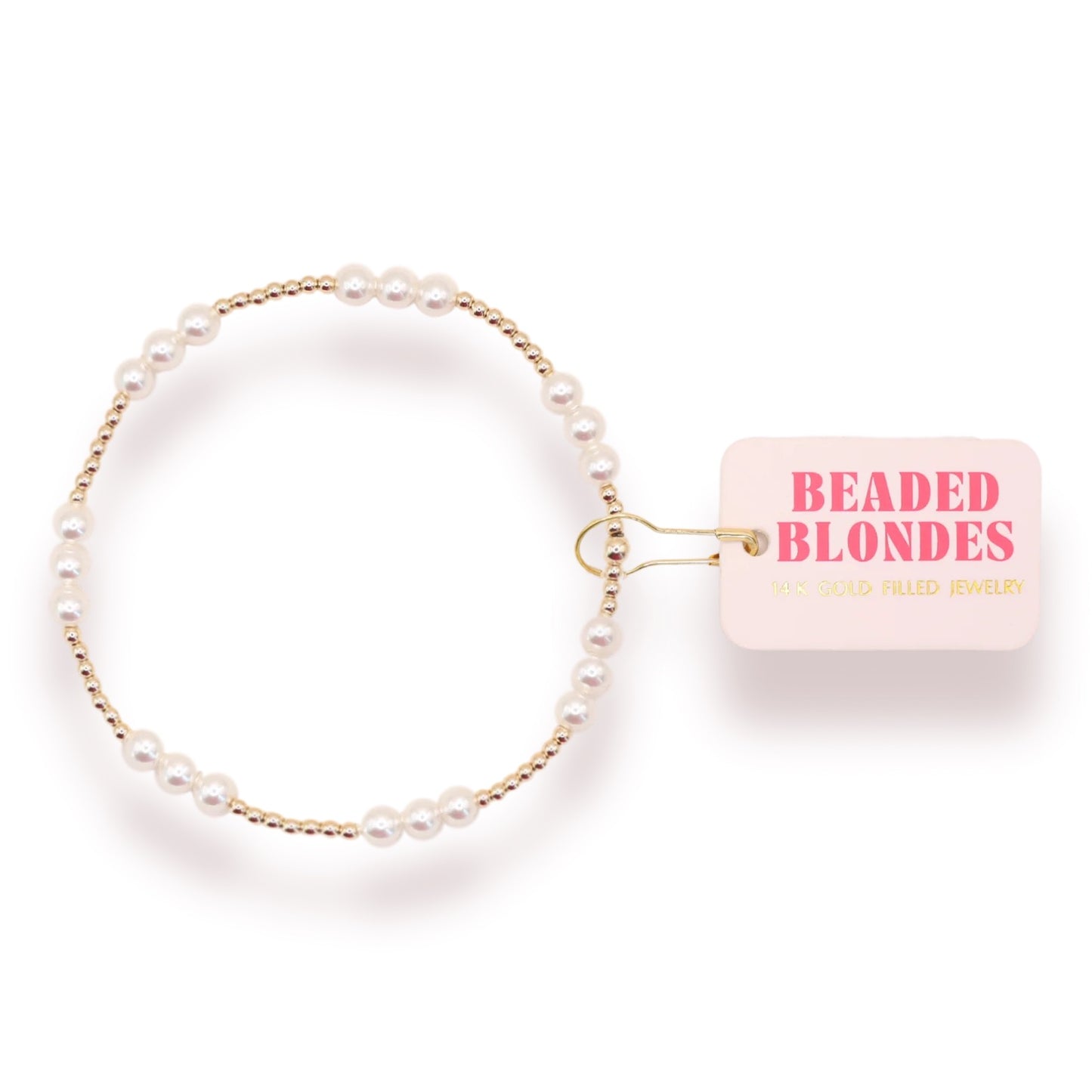 Beaded Blondes ILY Pearl Bracelet in Gold