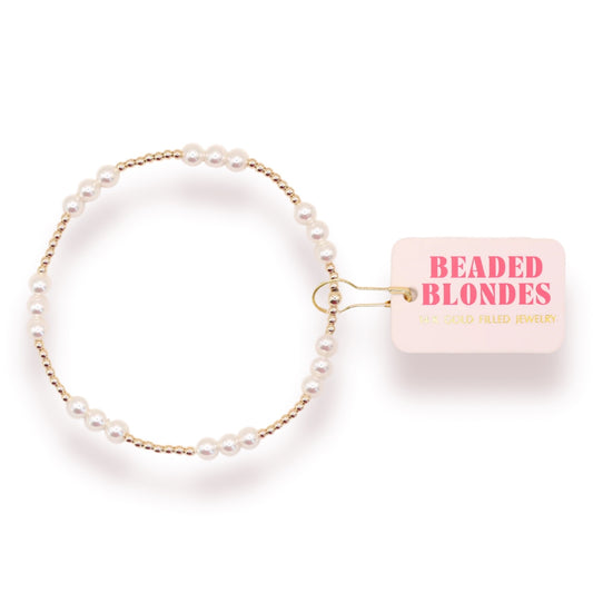 Beaded Blondes ILY Pearl Bracelet in Gold