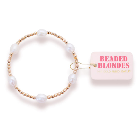 Beaded Blondes Pearl Poppi Bracelet in Gold