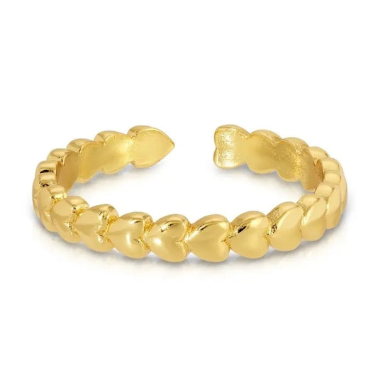Row Of Hearts Adjustable Ring