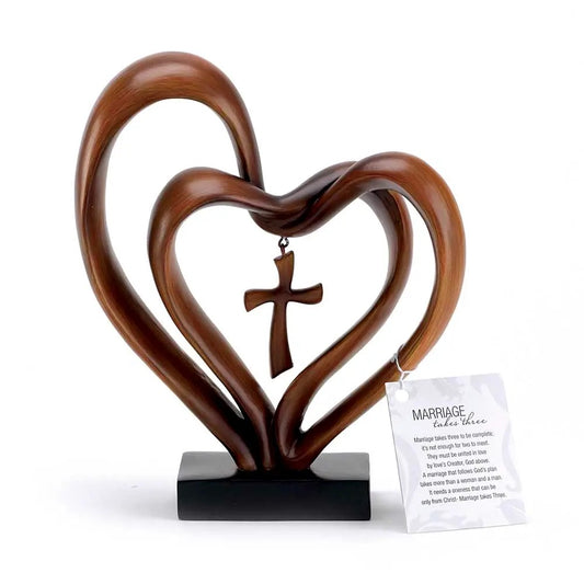 Tabletop Double Heart With Cross