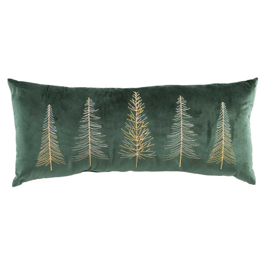 Glimmer Trees Embroidered Pillow Green/Gold