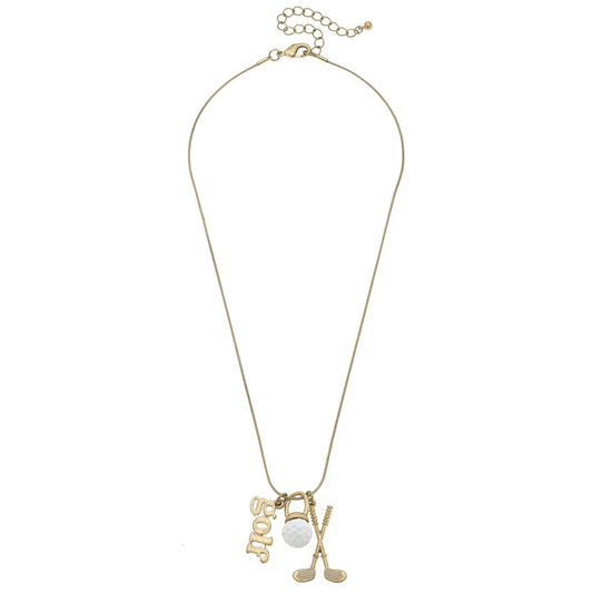 Golf Charm Necklace Gold