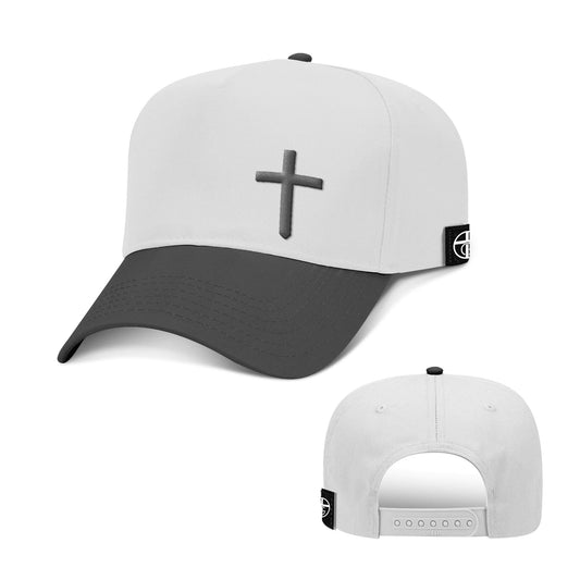 Cross Lower Left two toned Snapback Hat - Black/White