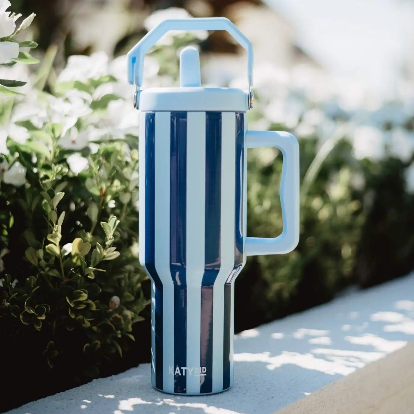 Light Blue & Navy Stripe 38oz Tumbler