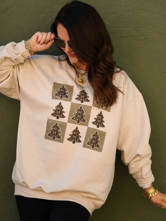 Checkered Camo Christmas Trees Sweatshirt