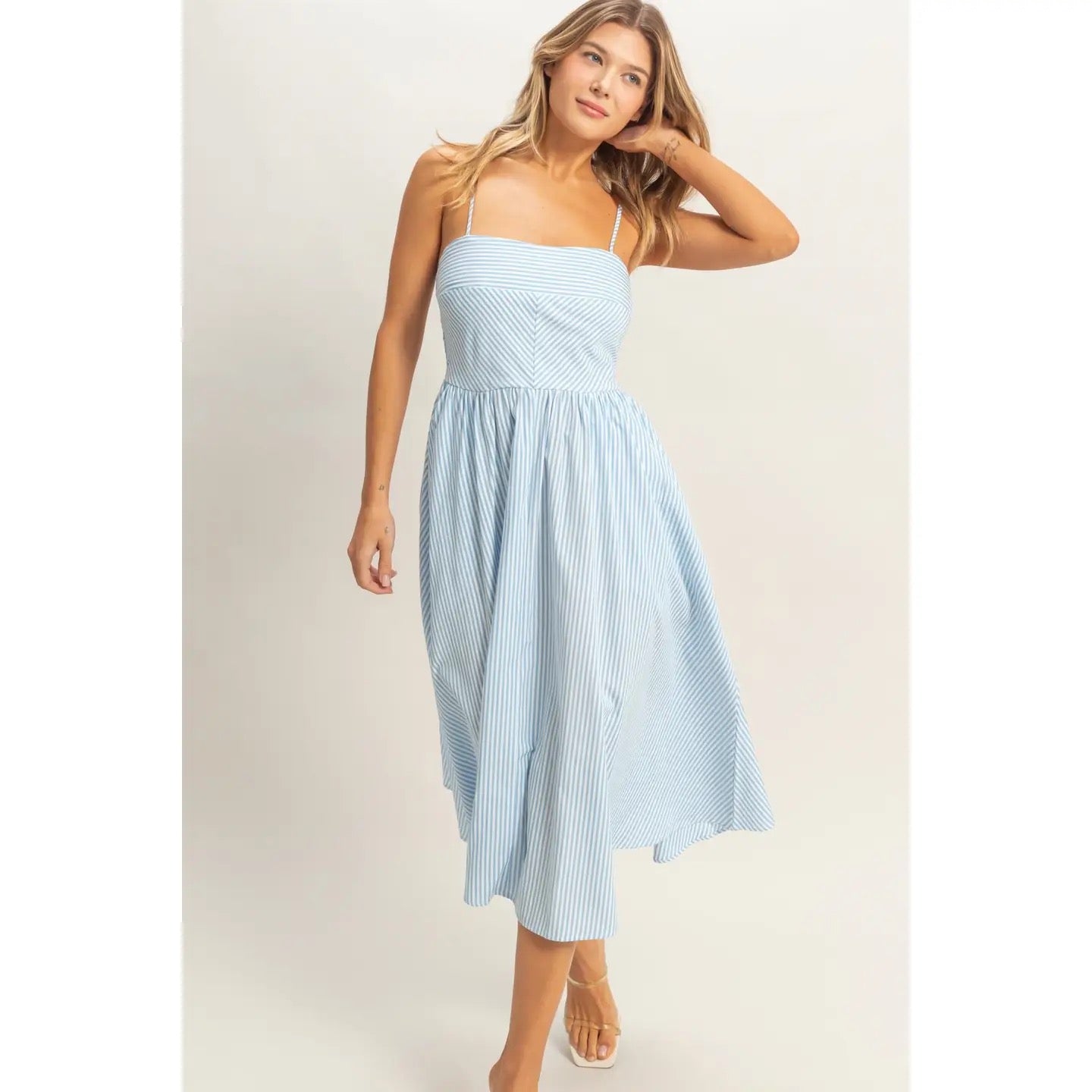 Blue Striped Speghetti Strap Dress