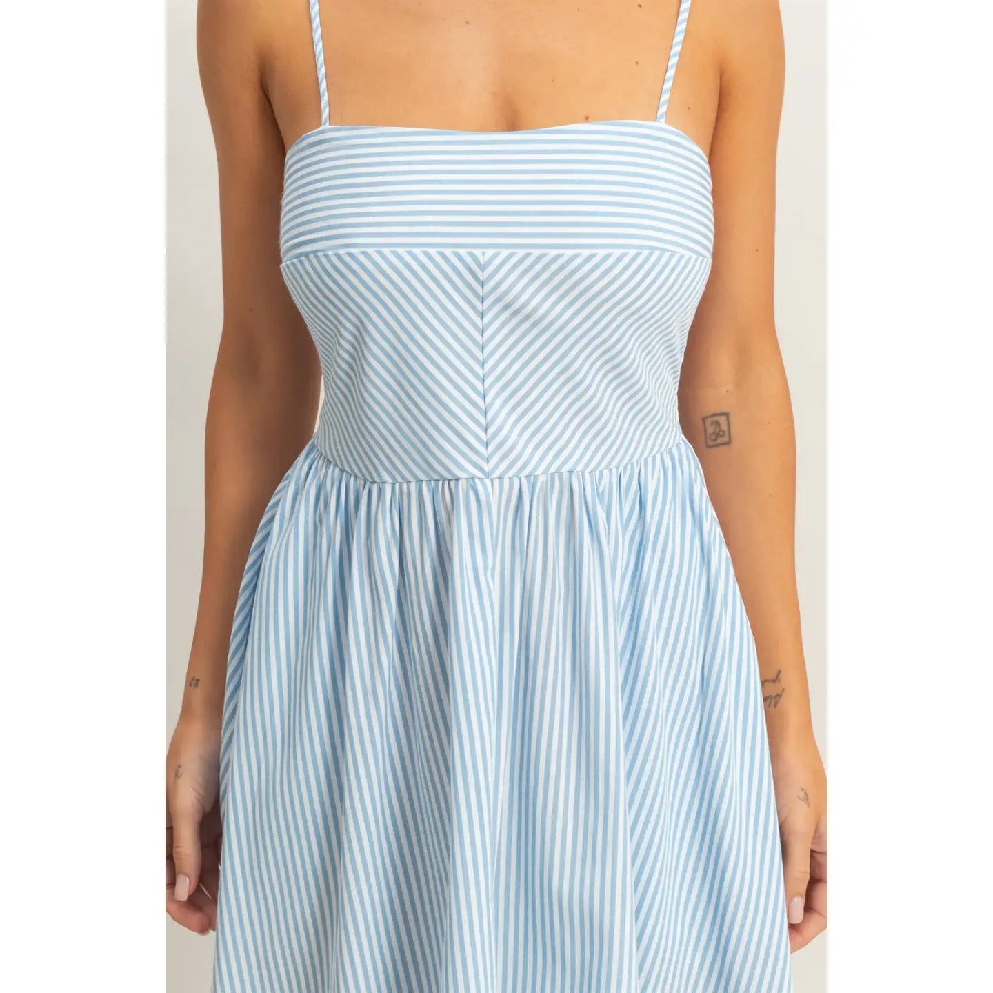 Blue Striped Speghetti Strap Dress