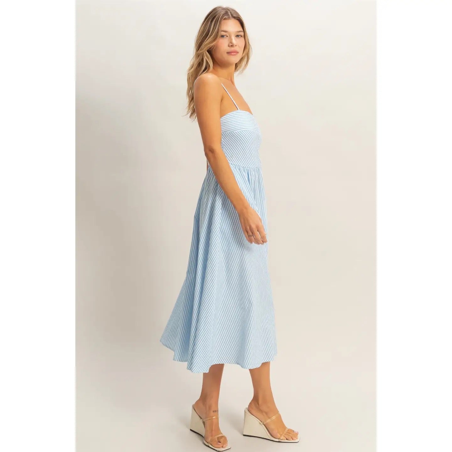 Blue Striped Speghetti Strap Dress