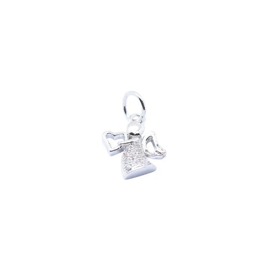 Silver Guardian Angel Heart Charm