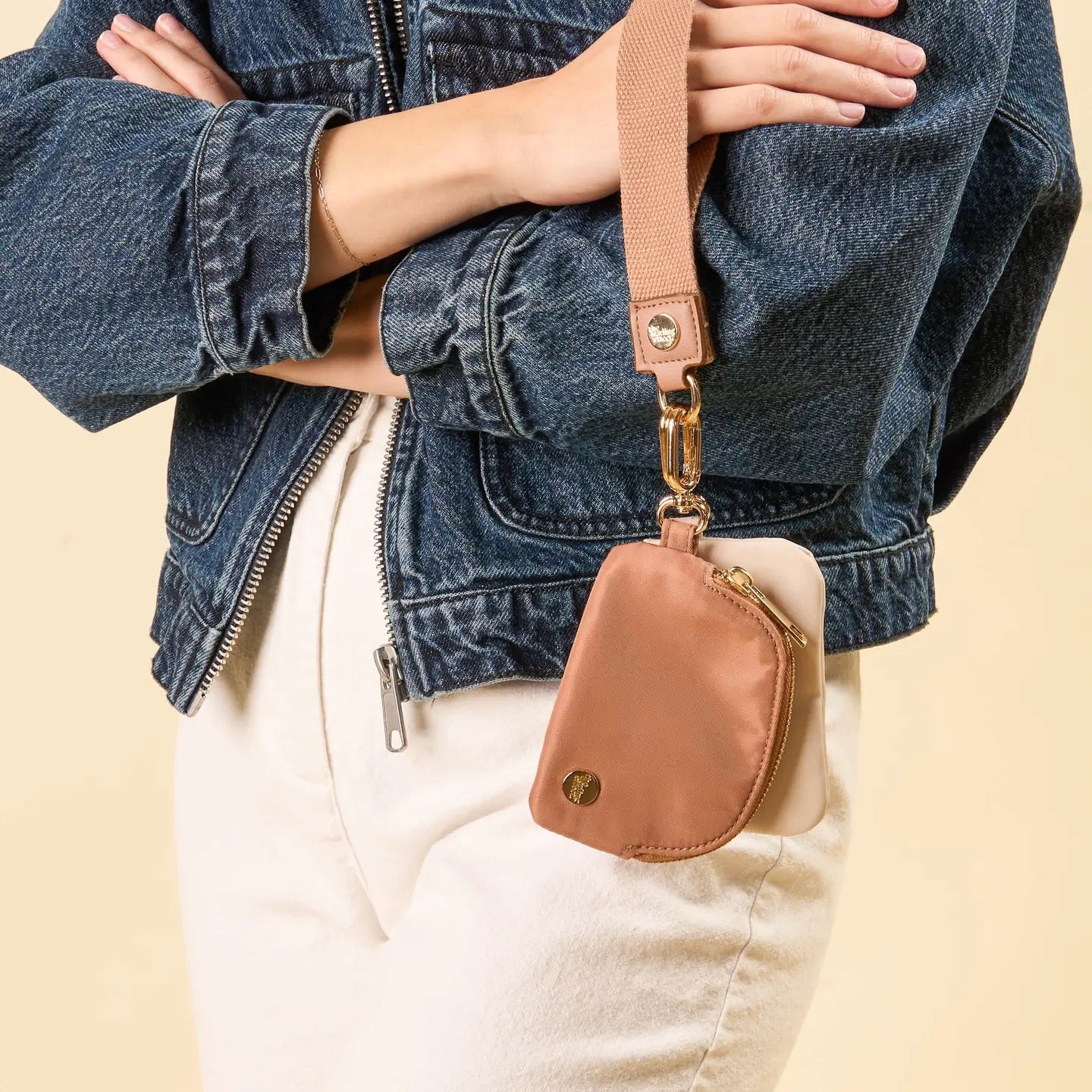 Dynamic Duo Pouch Wristlet Beige
