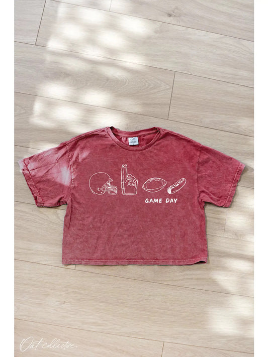 Game Day Cropped Mineral Graphic Top