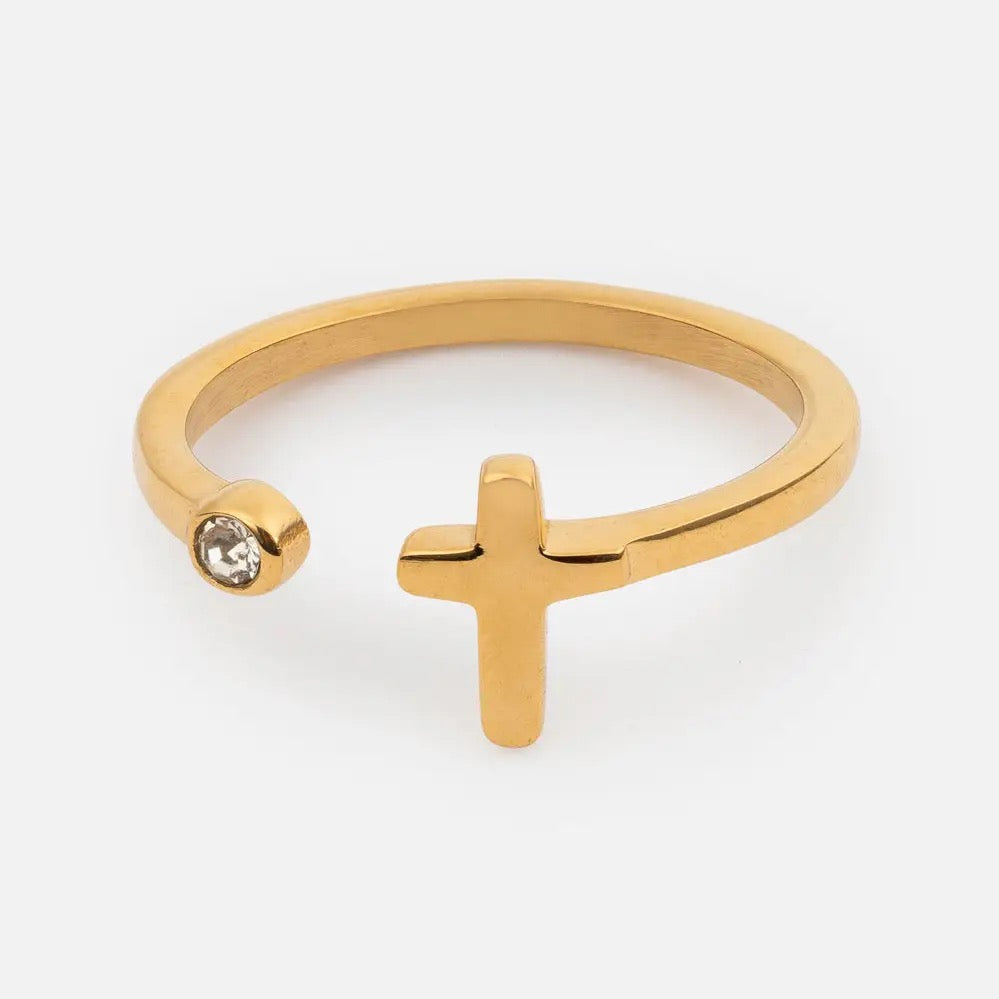 Wrapped Cross Gem Ring