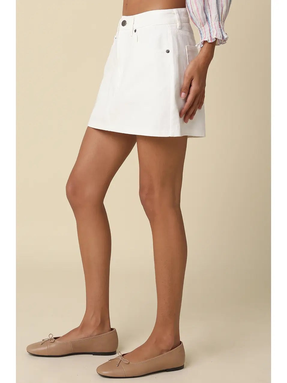 Off White Cotton Mini Skirt