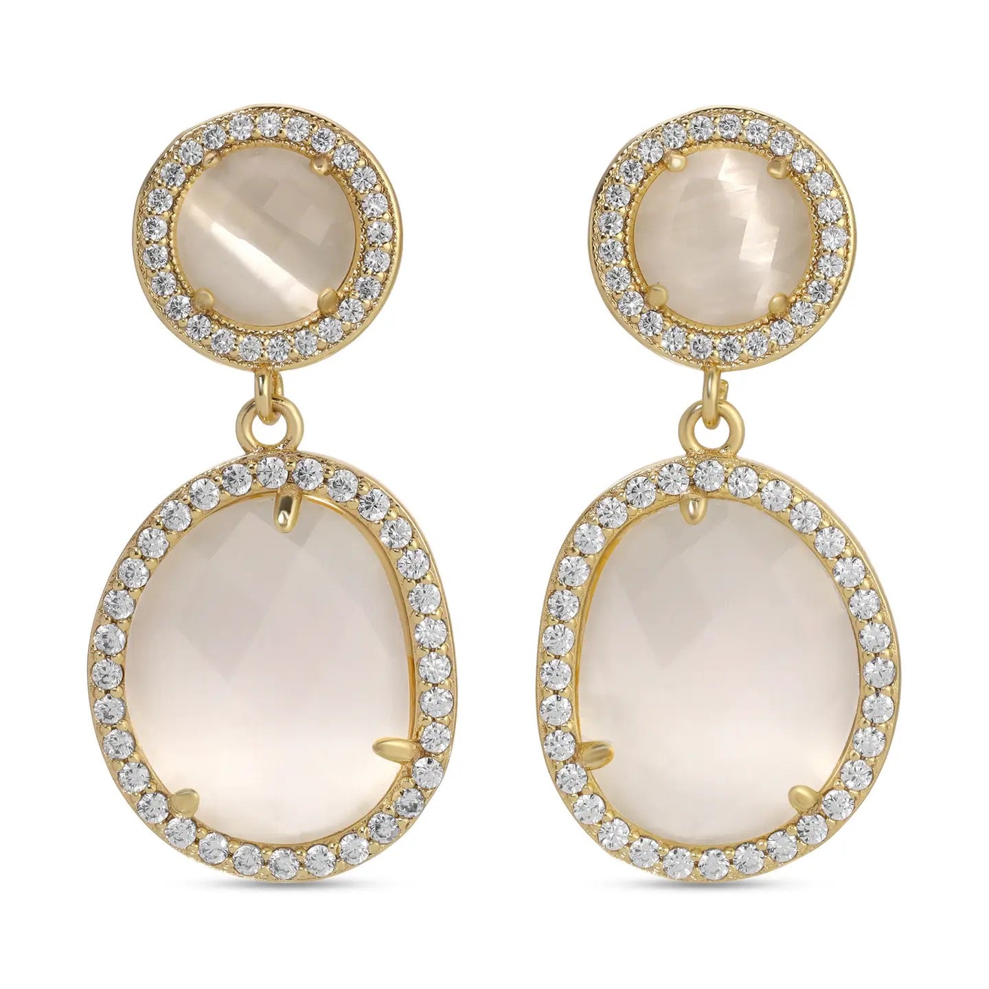 Splendid Iris Pave Stone Double Drop Earrings