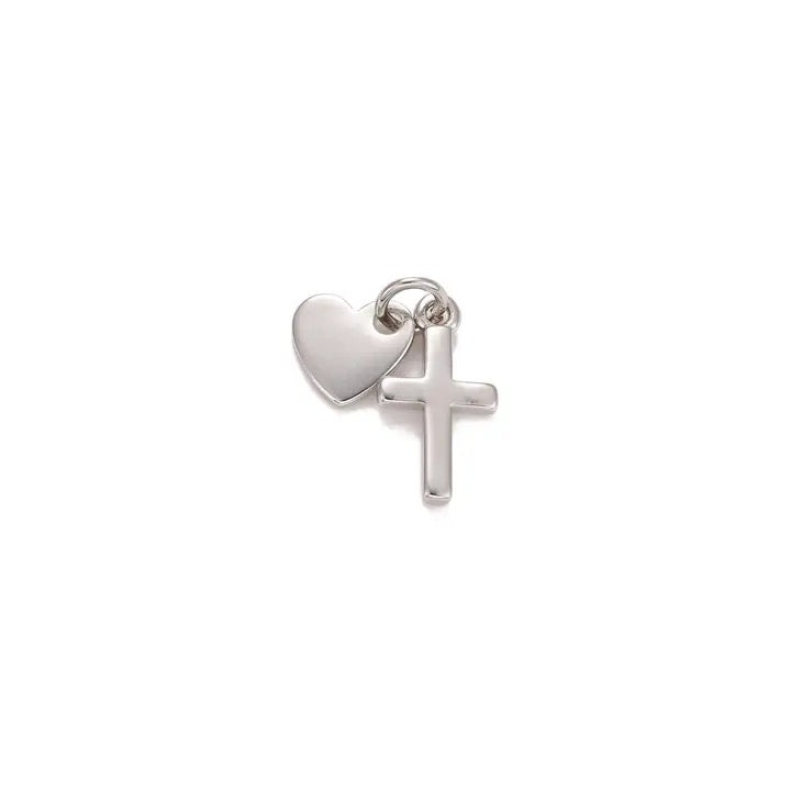 Silver Heart and Cross Charm