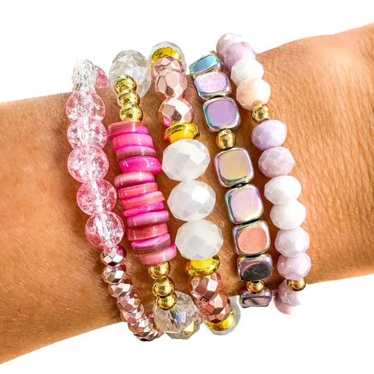 Pink & Purple Metallic Stack Bracelet