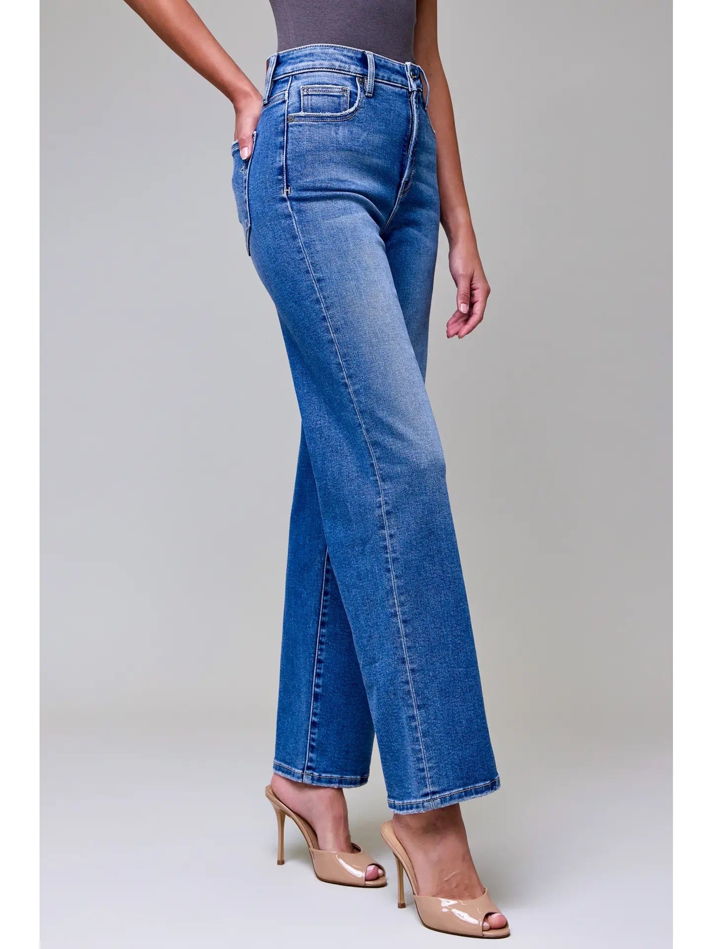 Hidden Medium Wash High Rise Classic Straight Jeans
