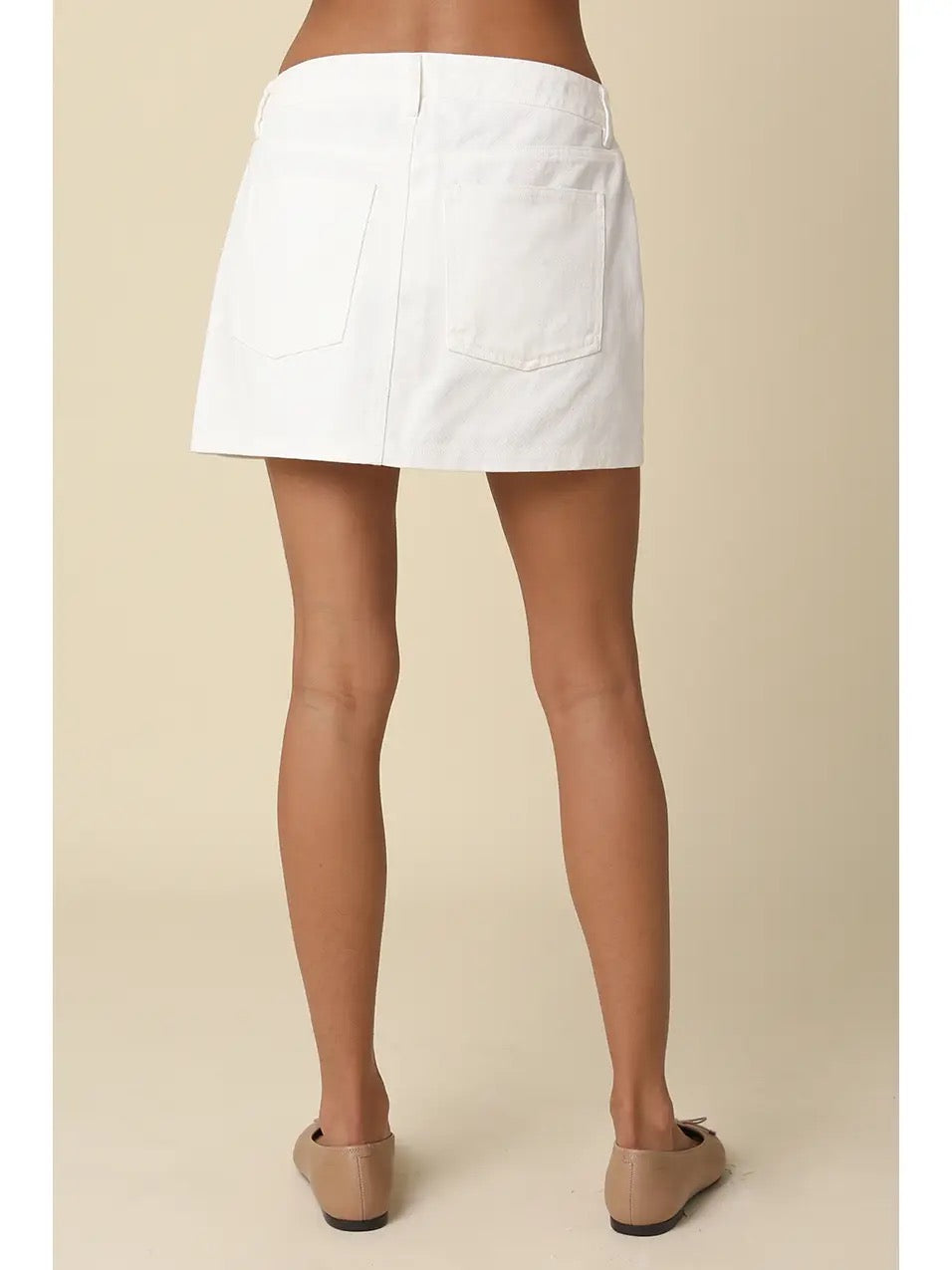 Off White Cotton Mini Skirt