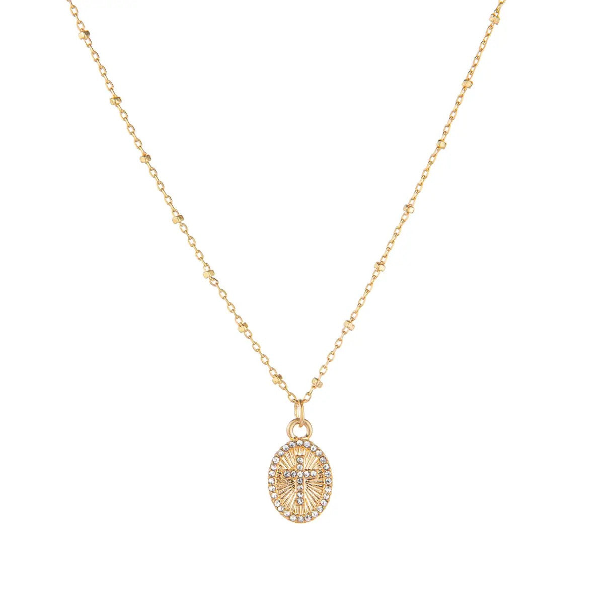 Cross Medallion Necklace Gold 16"