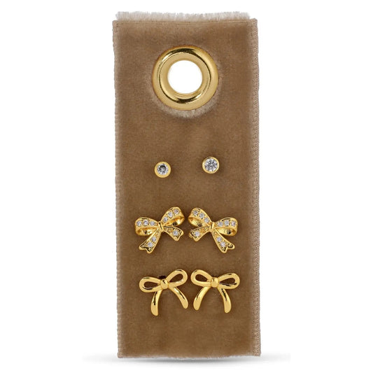 Splendid Iris Bow Accented Studs Set of 3