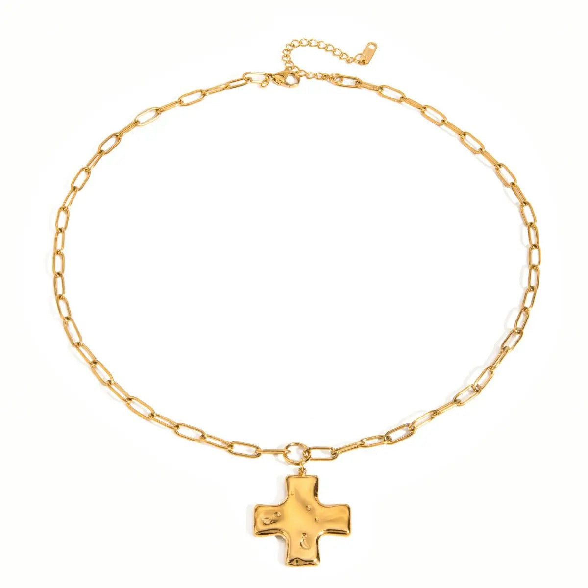 Hammered Gold Cross Necklace
