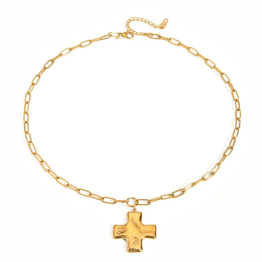 Hammered Gold Cross Necklace