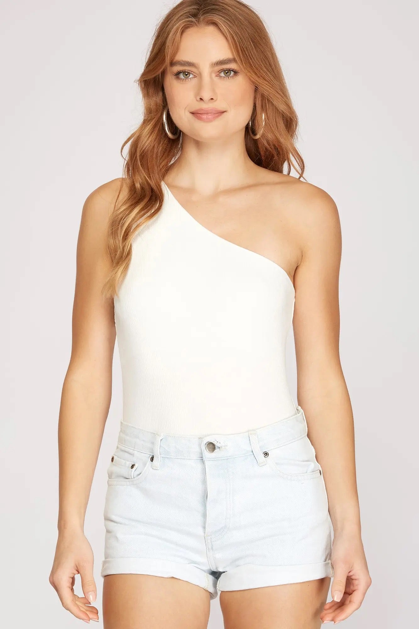 One Shoulder Ribbed Bodysuit