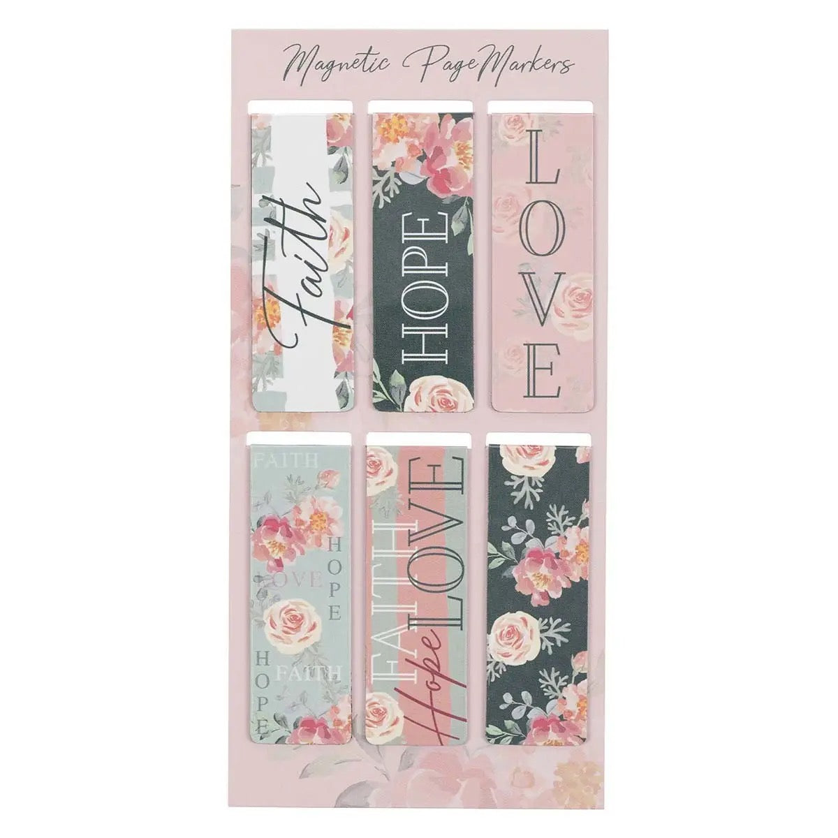Faith Hope Love Magnetic Bookmark Vintage Floral