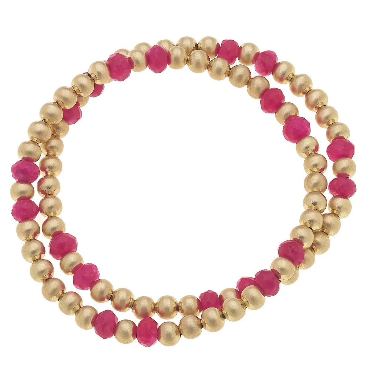 Gemstone Ball Bead Stretch Bracelet Set