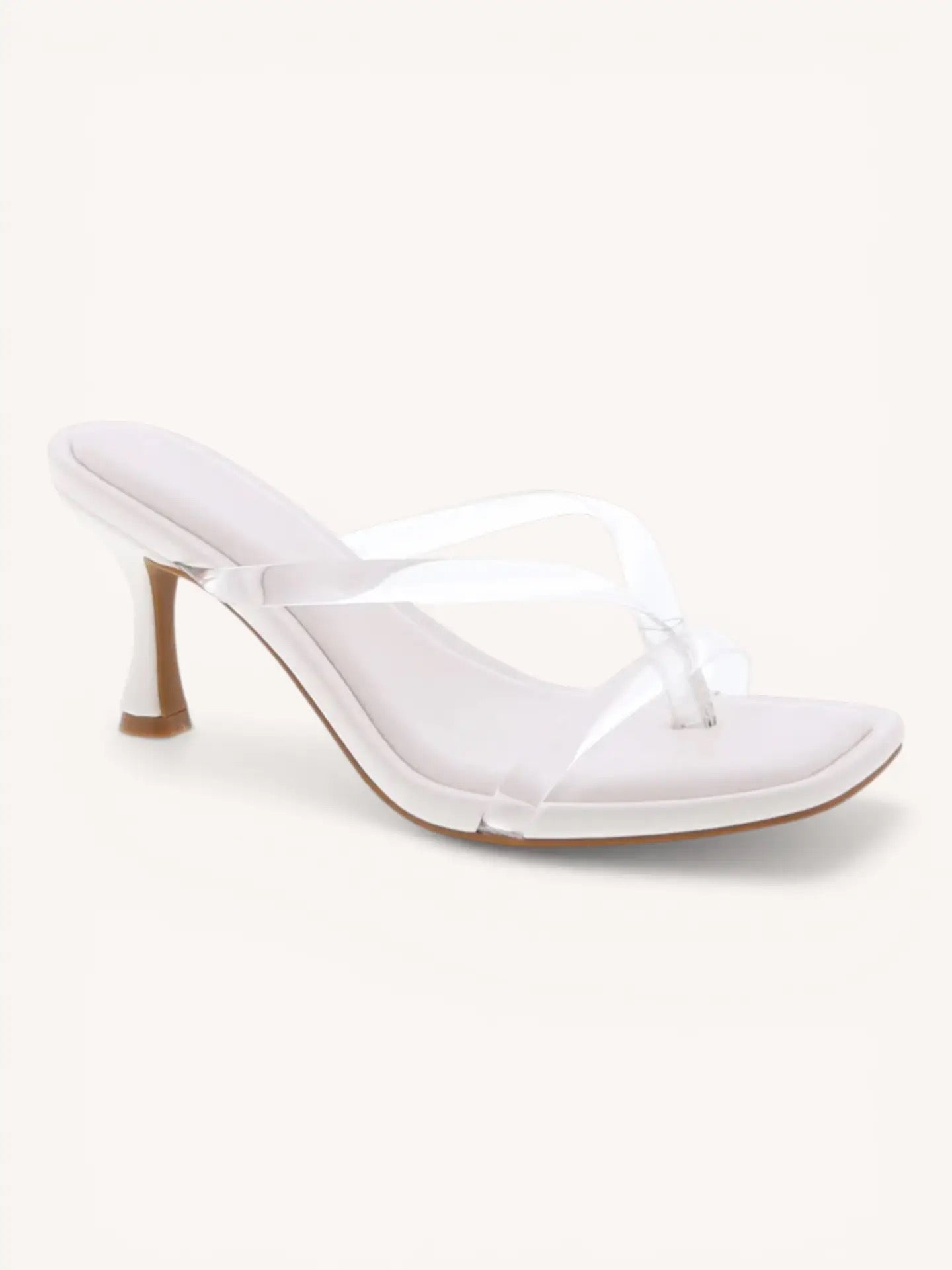 Transparent Thong Kitten Heel Sandals - Clear