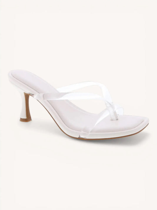 Transparent Thong Kitten Heel Sandals - Clear