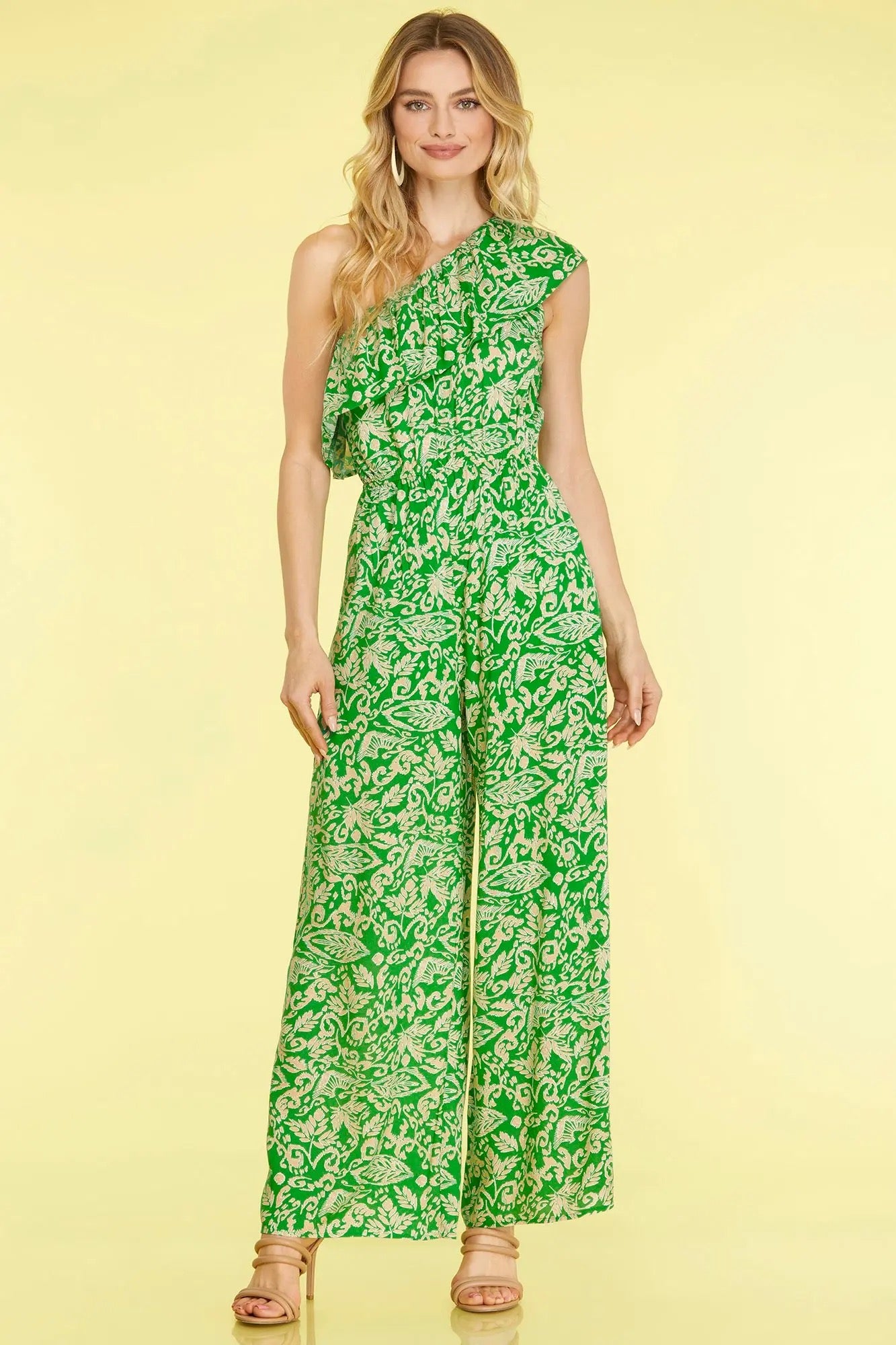 One Shoulder Ruffle Jumpsuit