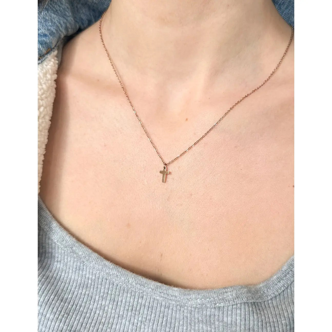 Dainty Rose Gold Cross Necklace