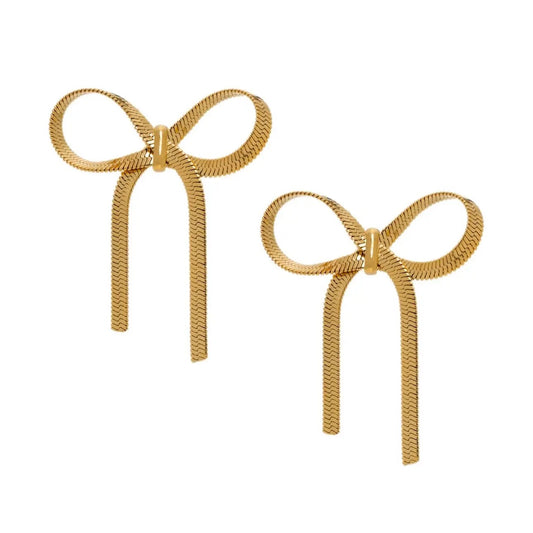 Bow Herringbone 18k Earrings