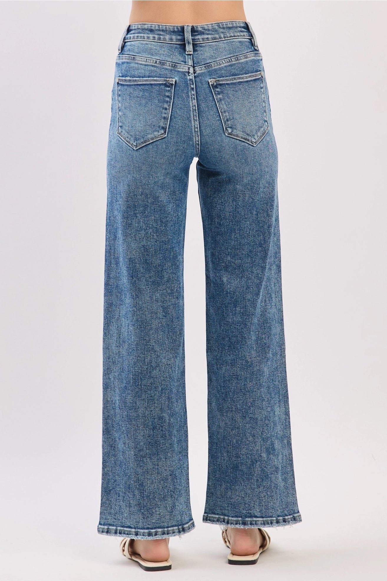 Petra High Rise Slim Wide Destroyed Hem Jeans
