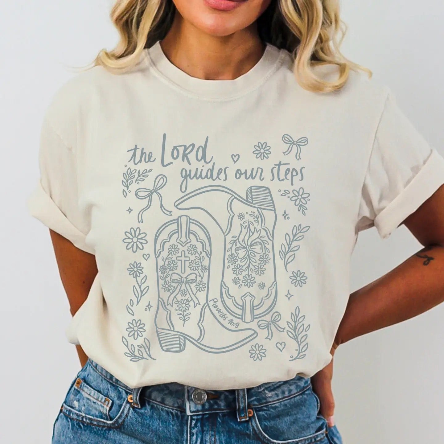 The Lord Guides Our Steps Cowboy Boot Tee