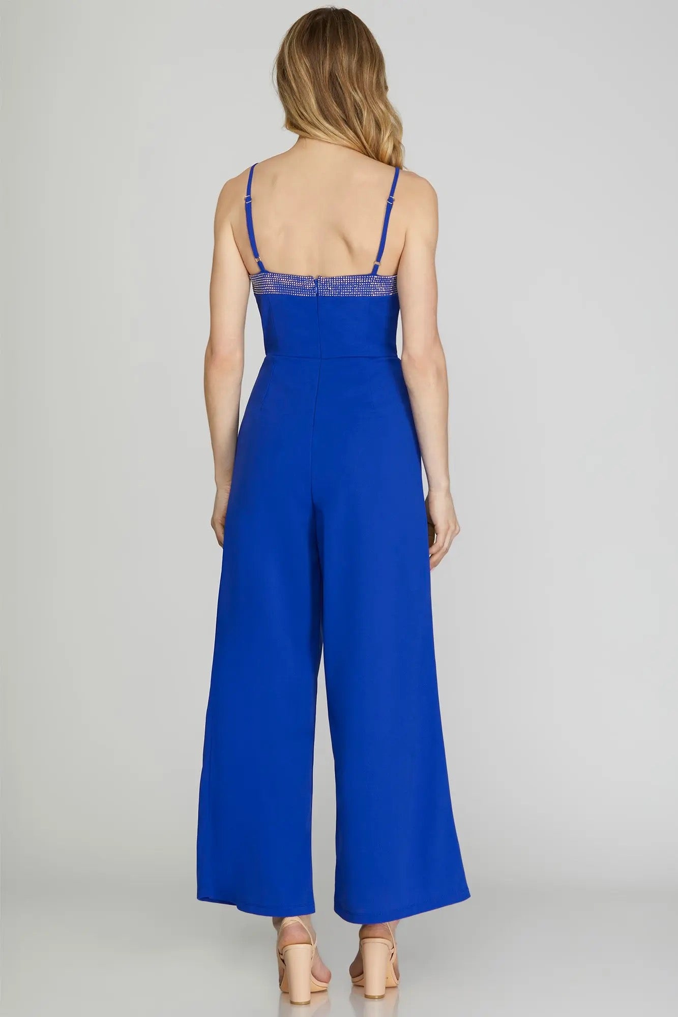 Heavy Knit Jumpsuit with Rhinestone Detail