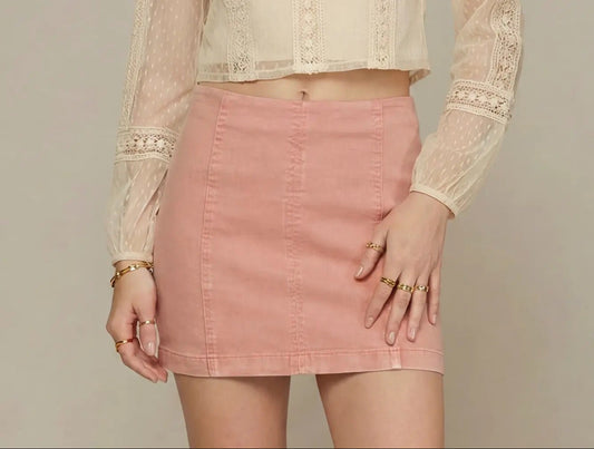 Dusty Rose Twill Mini Skirt