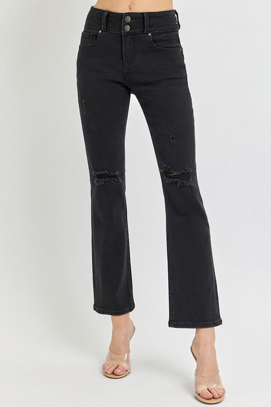 Risen Black High Rise Ankle Straight Jeans