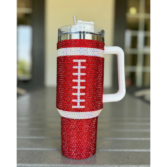 Red Crystal 40oz Football Tumbler