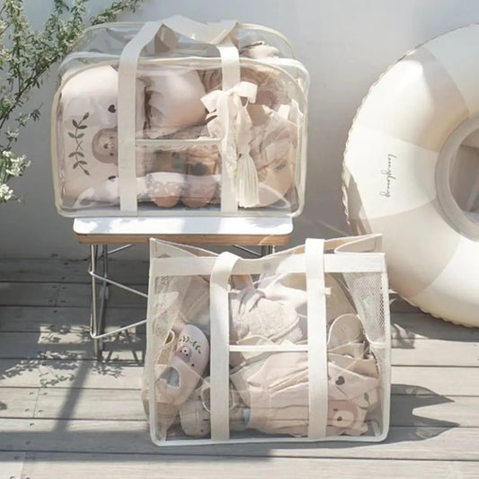 Cream Transparent PVC Waterproof Storage Bag