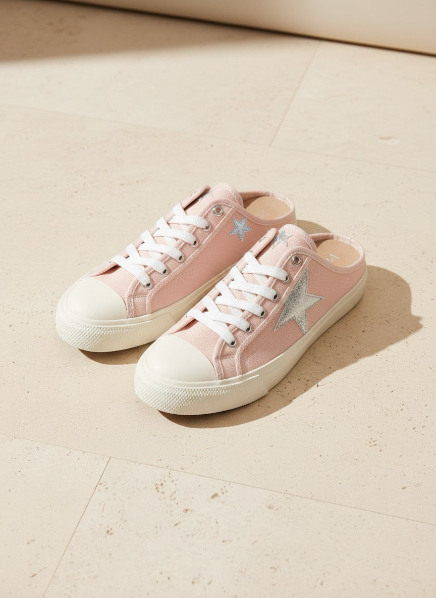 Zoe Star Patch Mule Sneakers Canvas Slip-On Backless Sneaker
